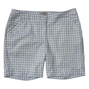 {Callaway} Mid Rise Blue White Gingham Print 7" Inseam Golf Shorts